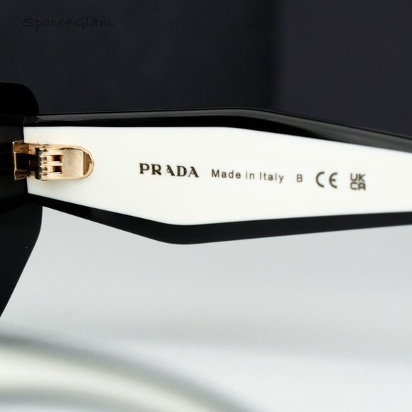 Prada Women Sunglasses Black Grey Rectangle PRB05SF 09Q08Z NEW AUTHENTIC - Picture 6 of 10